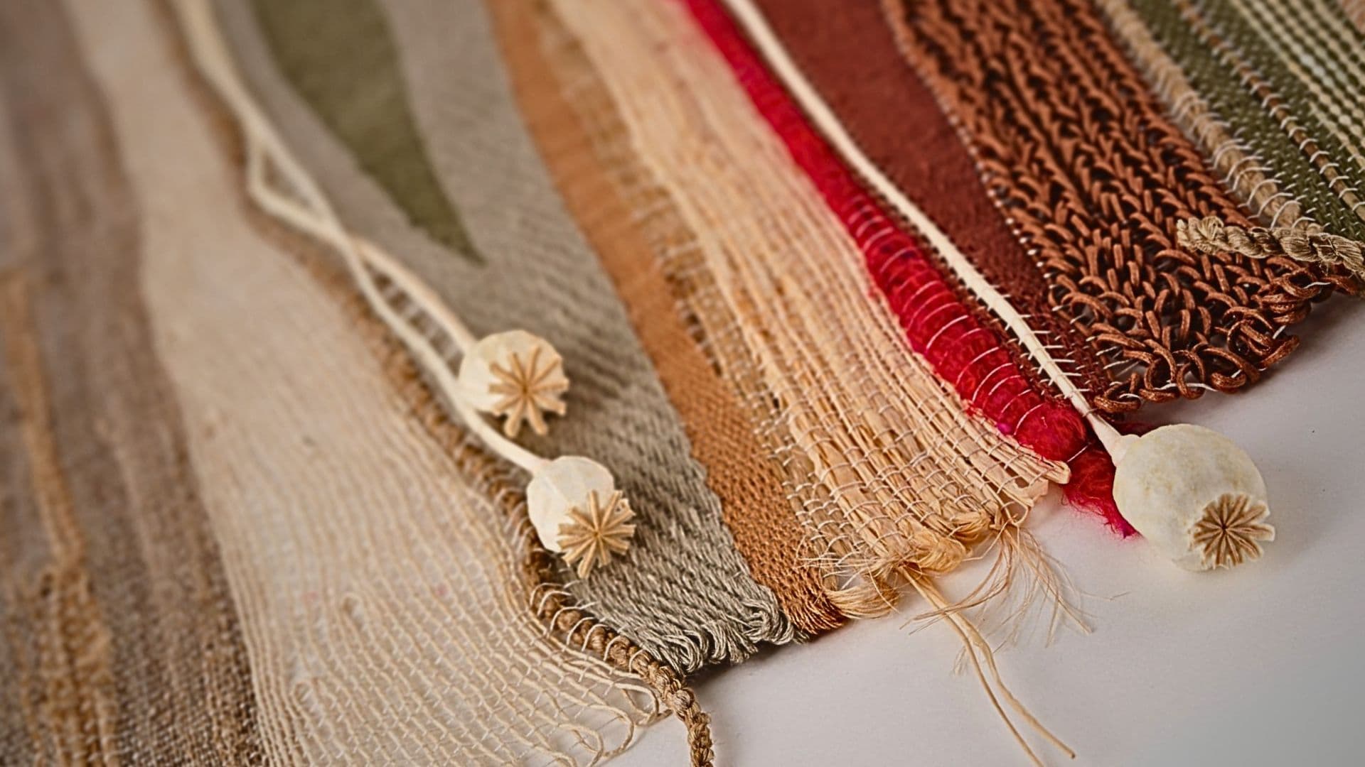 Handwoven textile art made with natural materials